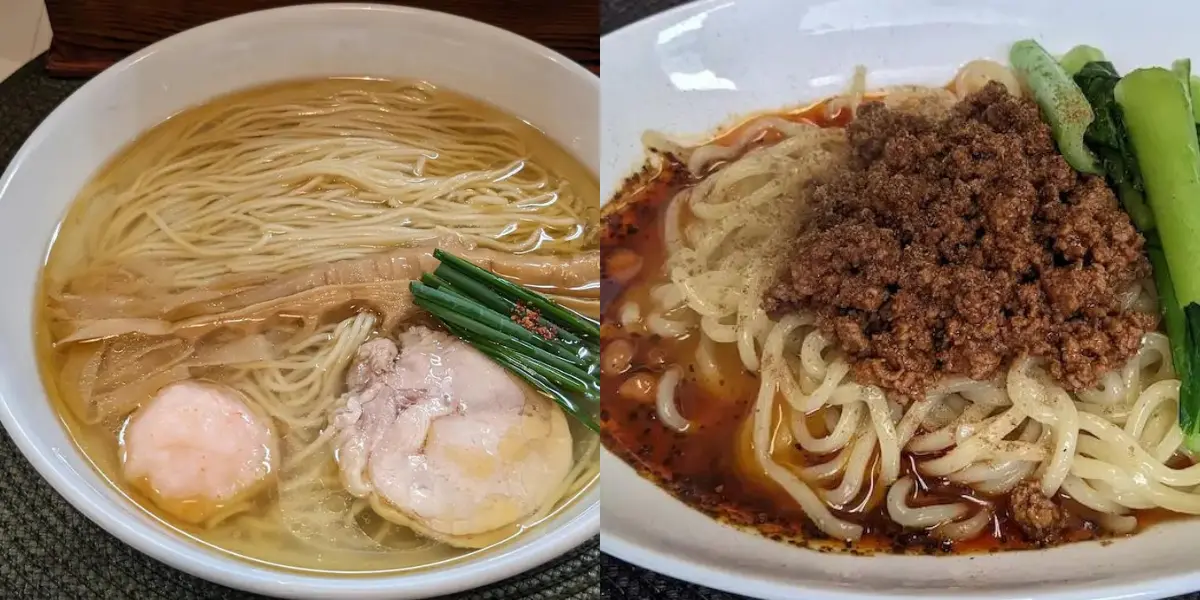 麺や金時の塩ラーメンと担々麺