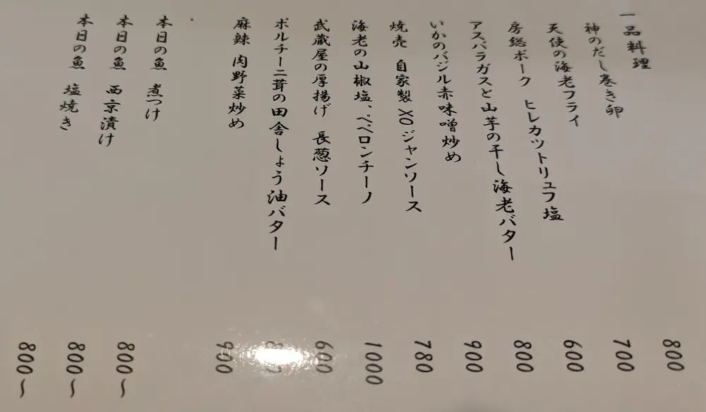 練馬駅の居酒屋旬の肴かかわりのフードメニュー