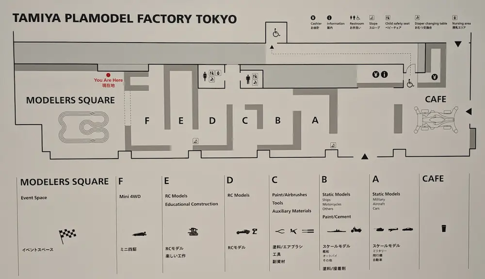 TAMIYA PLAMODEL FACTORY TOKYOのフロアマップ