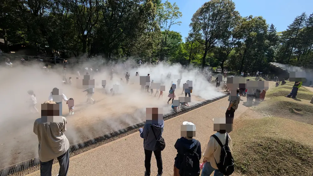 西立川にある昭和記念公園の蒸気パフォーマンス