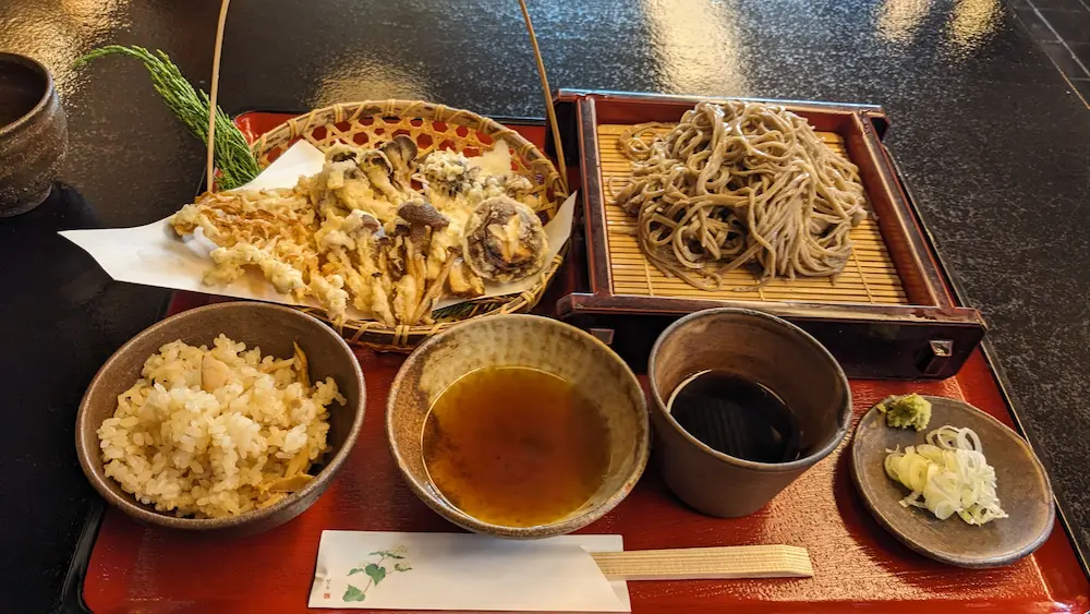 野方の蕎麦屋おおひらのきのこ三昧天せいろ